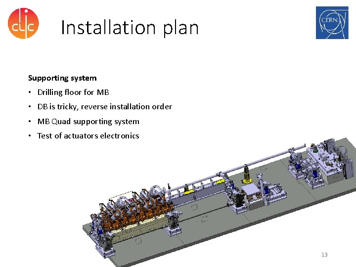 Installation plan Supporting system • Drilling floor for MB • DB is tricky, reverse