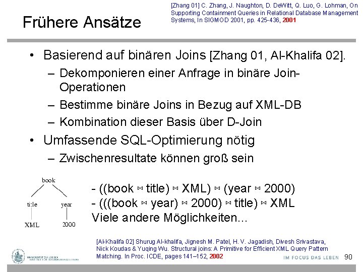 Frühere Ansätze [Zhang 01] C. Zhang, J. Naughton, D. De. Witt, Q. Luo, G.