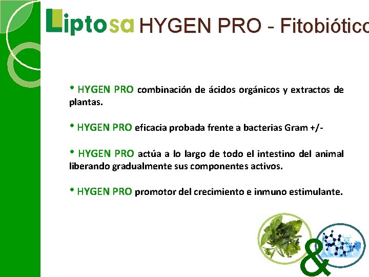 HYGEN PRO - Fitobiótico • HYGEN PRO combinación de ácidos orgánicos y extractos de