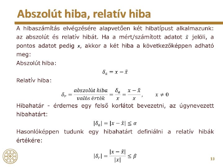 Abszolút hiba, relatív hiba 13 