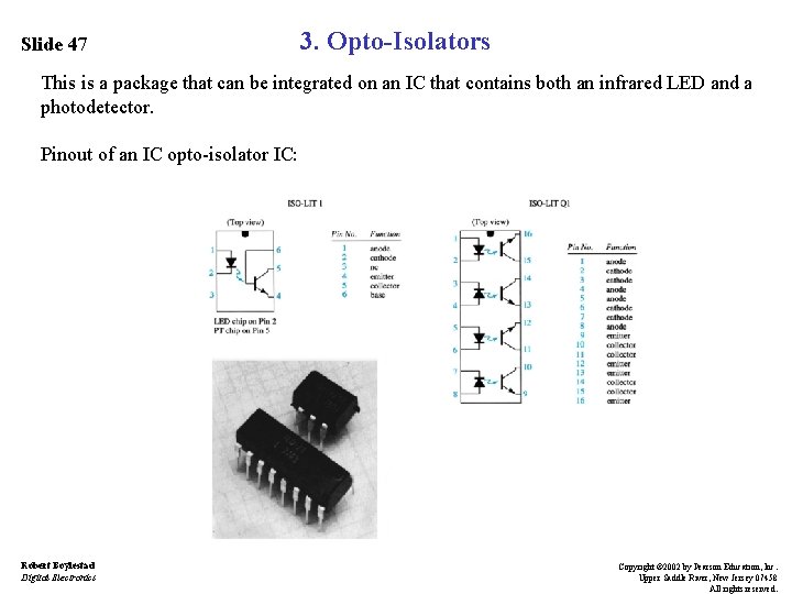 Slide 47 3. Opto-Isolators This is a package that can be integrated on an