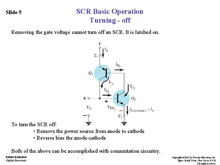 Slide 5 SCR Basic Operation Turning - off Removing the gate voltage cannot turn