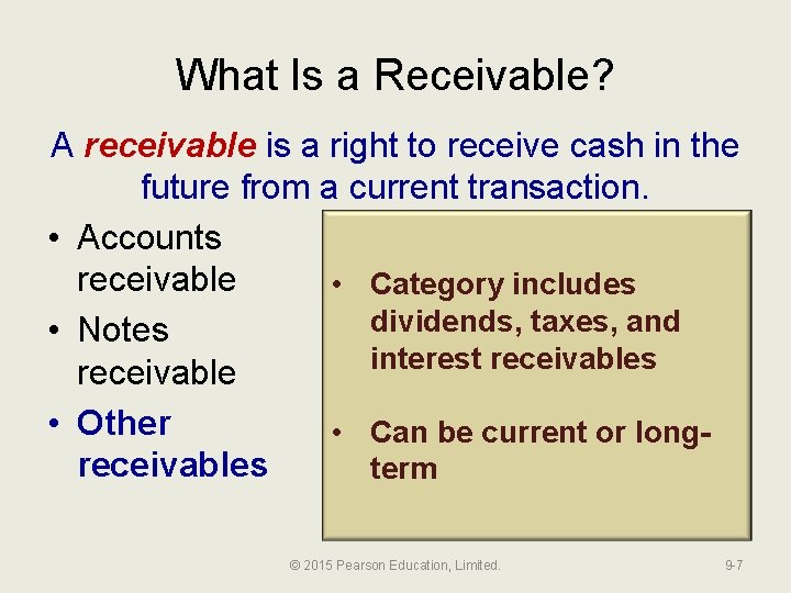 What Is a Receivable? A receivable is a right to receive cash in the