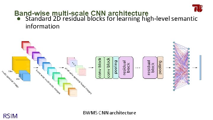 Band-wise multi-scale CNN architecture ● Standard 2 D residual blocks for learning high-level semantic