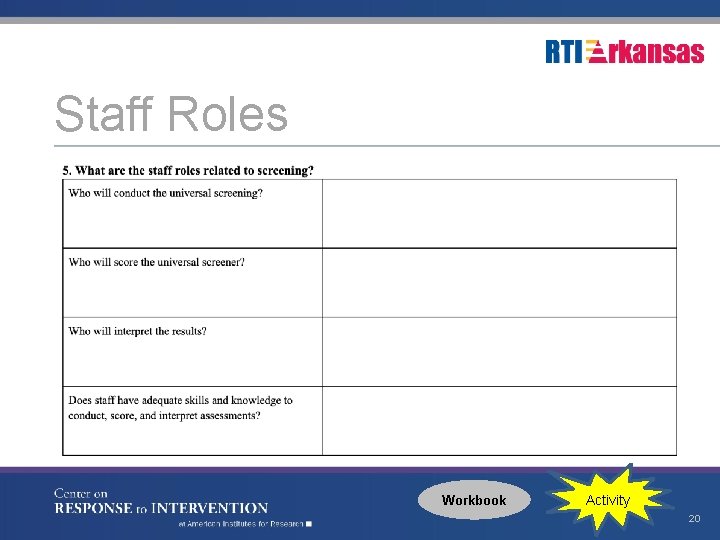Staff Roles Workbook Activity 20 