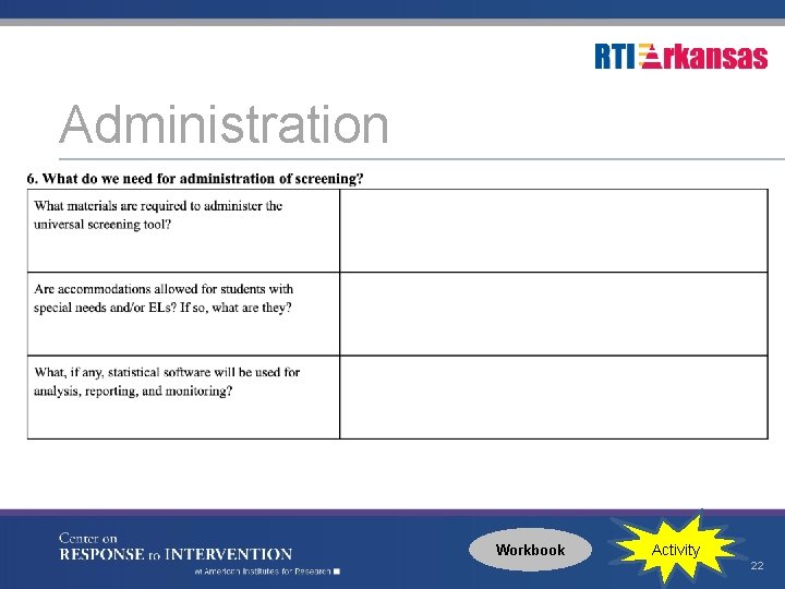 Administration Workbook Activity 22 