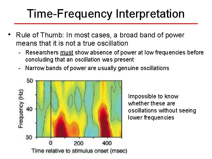 Time-Frequency Interpretation • Rule of Thumb: In most cases, a broad band of power