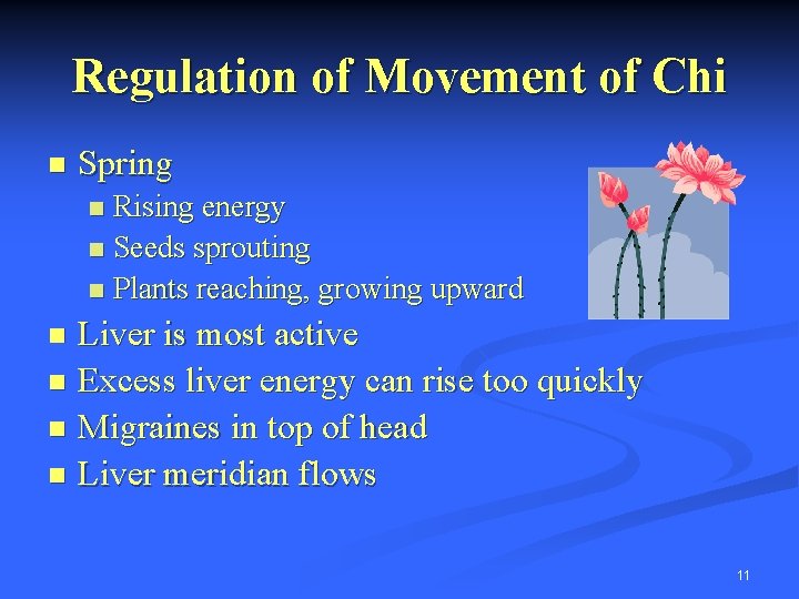 Regulation of Movement of Chi n Spring Rising energy n Seeds sprouting n Plants