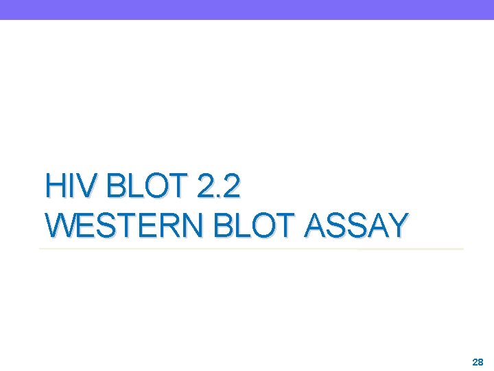 HIV BLOT 2. 2 WESTERN BLOT ASSAY 28 