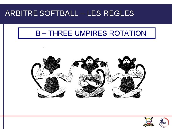 ARBITRE SOFTBALL – LES REGLES B – THREE UMPIRES ROTATION 