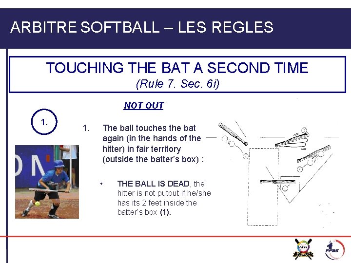 ARBITRE SOFTBALL – LES REGLES TOUCHING THE BAT A SECOND TIME (Rule 7. Sec.