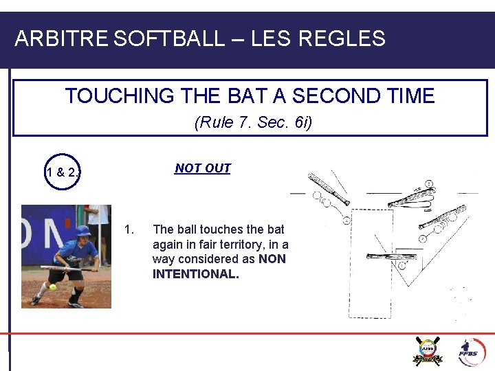 ARBITRE SOFTBALL – LES REGLES TOUCHING THE BAT A SECOND TIME (Rule 7. Sec.