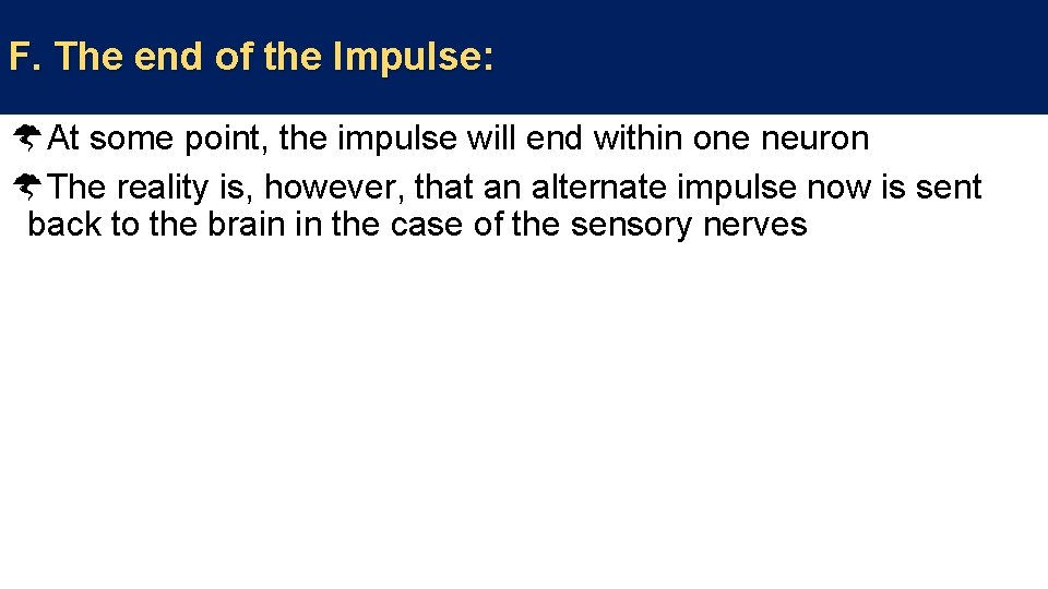 F. The end of the Impulse: At some point, the impulse will end within