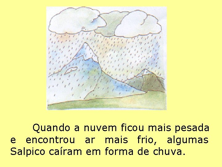 Quando a nuvem ficou mais pesada e encontrou ar mais frio, algumas Salpico caíram