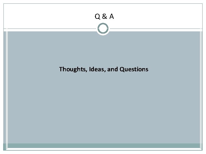 Q&A Thoughts, Ideas, and Questions 