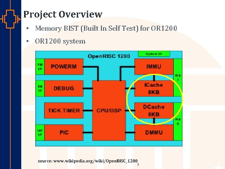 Project Overview • Memory BIST (Built In Self Test) for OR 1200 • OR