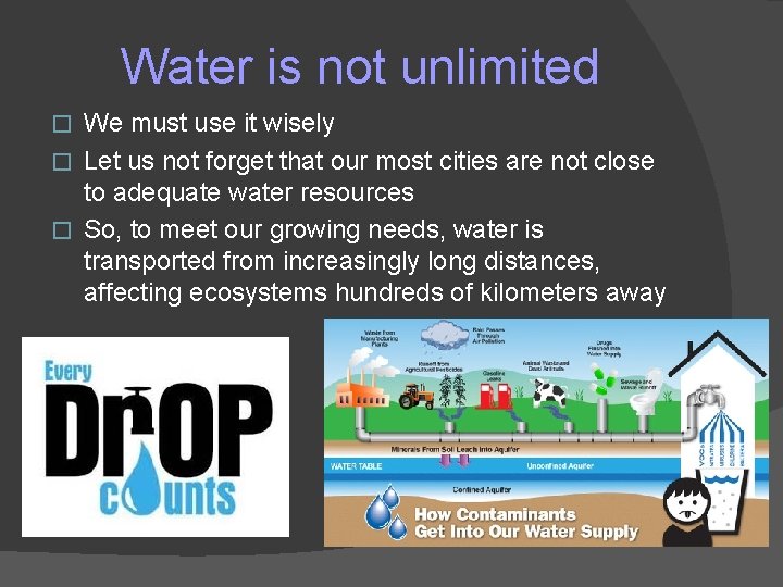 Water is not unlimited We must use it wisely � Let us not forget