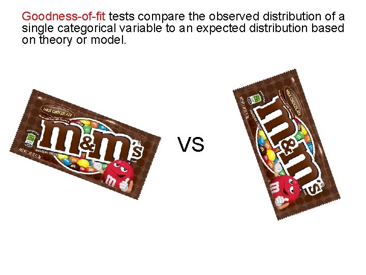 Goodness-of-fit tests compare the observed distribution of a single categorical variable to an expected