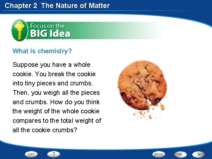 Chapter 2 The Nature of Matter What is chemistry? Suppose you have a whole