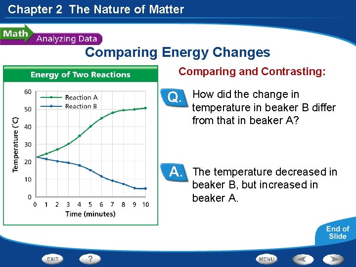 Chapter 2 The Nature of Matter Comparing Energy Changes Comparing and Contrasting: How did