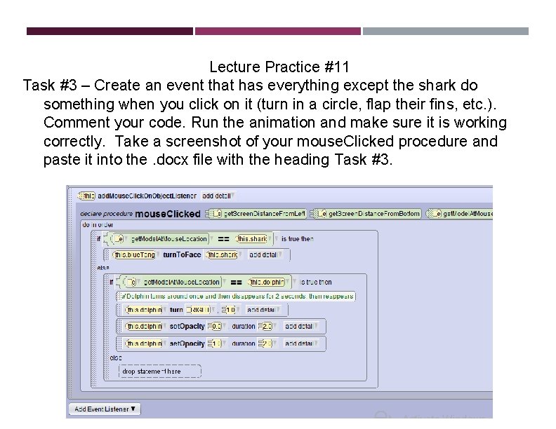 Lecture Practice #11 Task #3 – Create an event that has everything except the