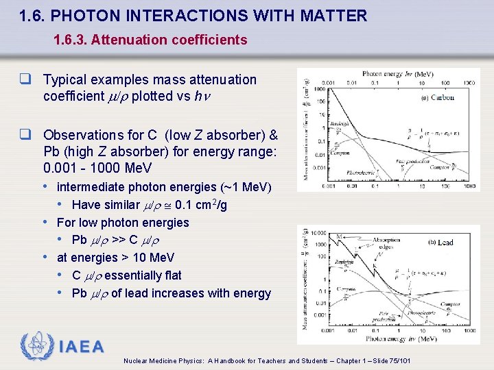 1. 6. PHOTON INTERACTIONS WITH MATTER 1. 6. 3. Attenuation coefficients q Typical examples