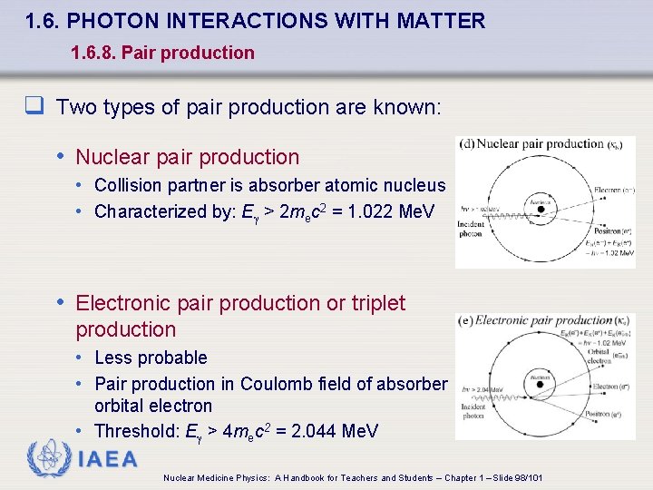 1. 6. PHOTON INTERACTIONS WITH MATTER 1. 6. 8. Pair production q Two types