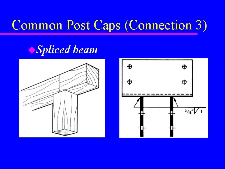 Common Post Caps (Connection 3) u. Spliced beam 