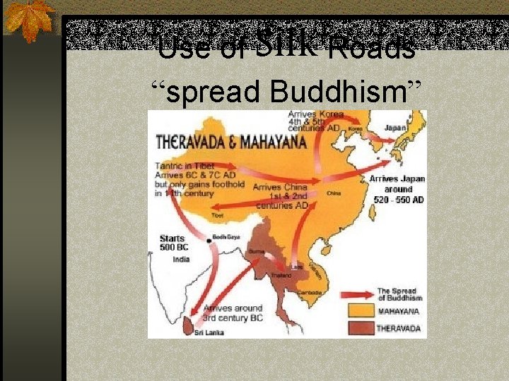 Use of Silk Roads “spread Buddhism” 