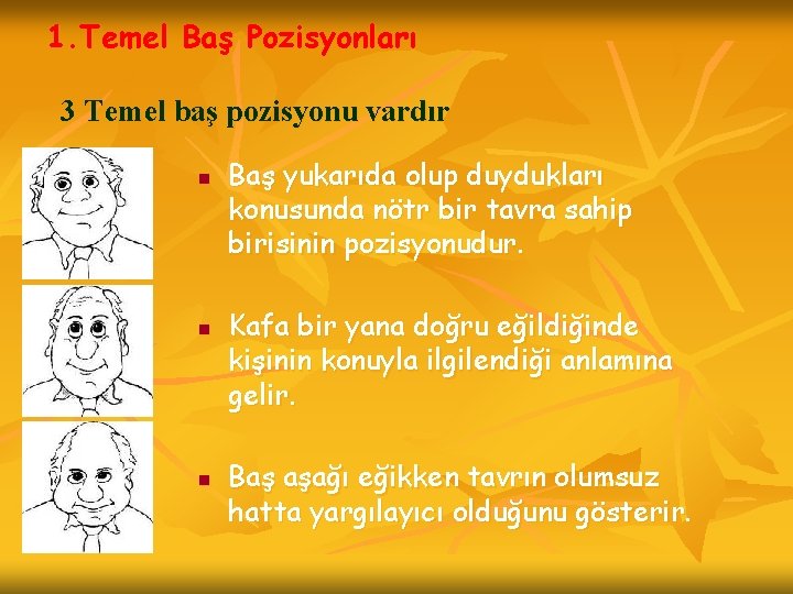 1. Temel Baş Pozisyonları 3 Temel baş pozisyonu vardır n n n Baş yukarıda