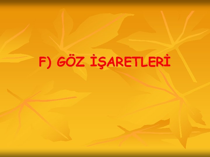 F) GÖZ İŞARETLERİ 