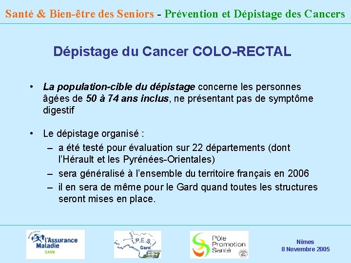 Santé & Bien-être des Seniors - Prévention et Dépistage des Cancers Dépistage du Cancer