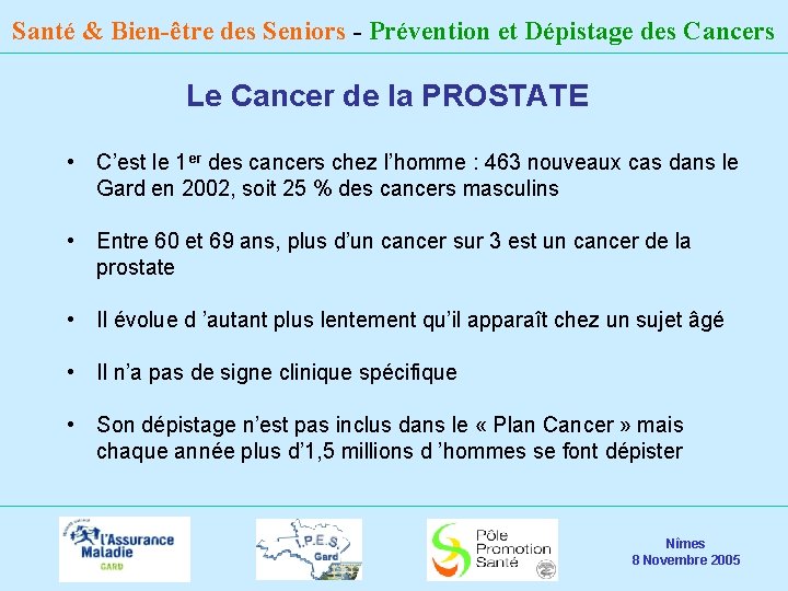 Santé & Bien-être des Seniors - Prévention et Dépistage des Cancers Le Cancer de