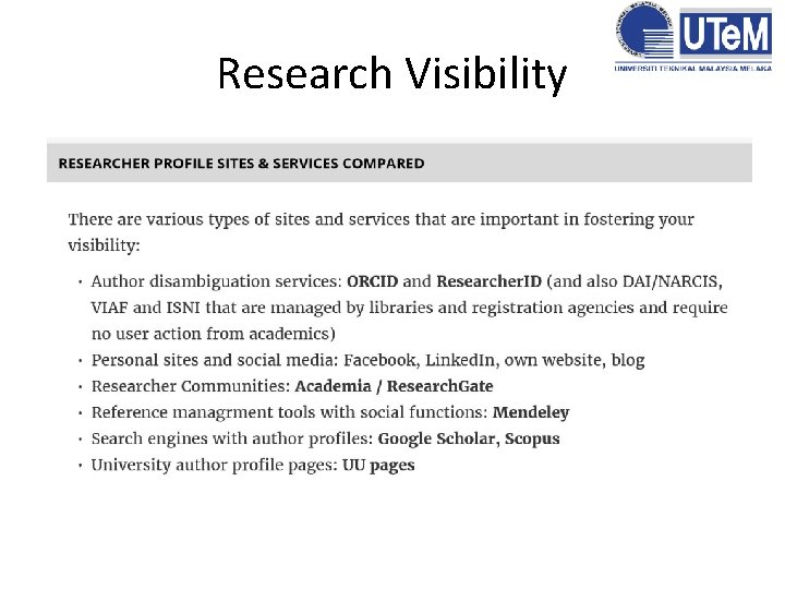 Research Visibility 