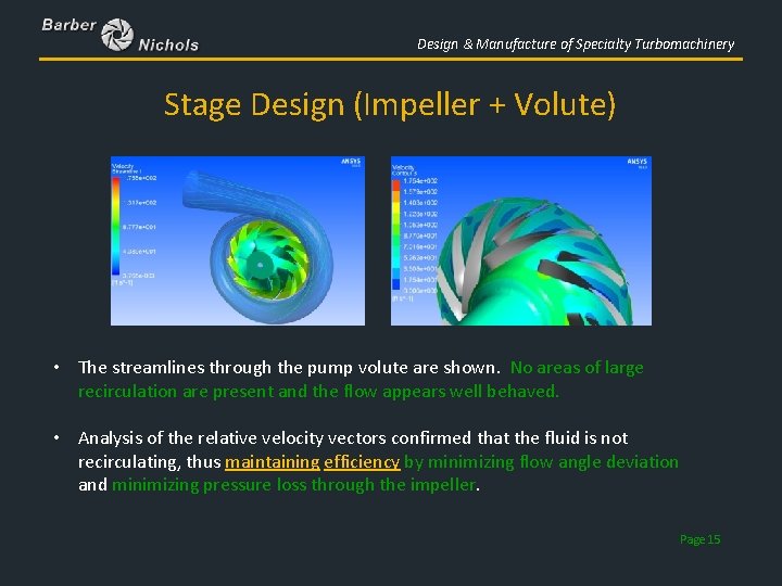 Design & Manufacture of Specialty Turbomachinery Stage Design (Impeller + Volute) • The streamlines