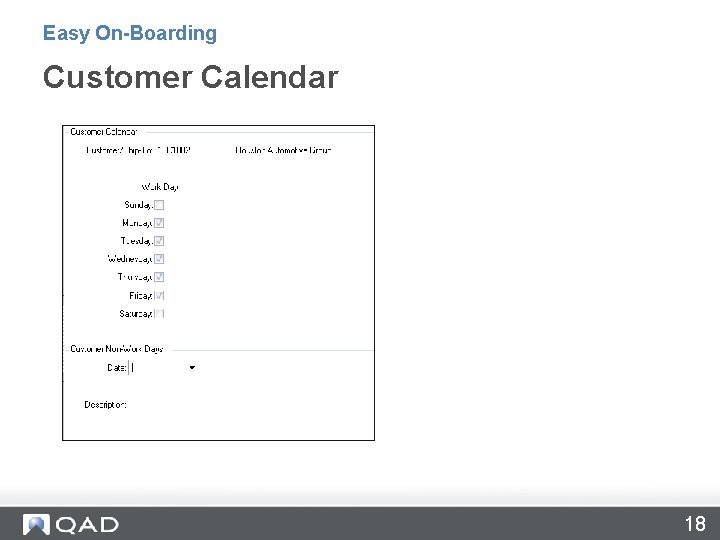 Easy On-Boarding Customer Calendar 18 