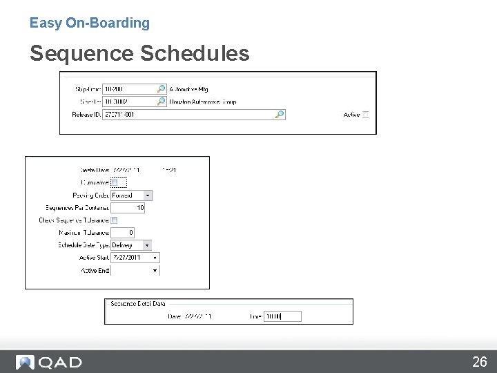 Easy On-Boarding Sequence Schedules 26 