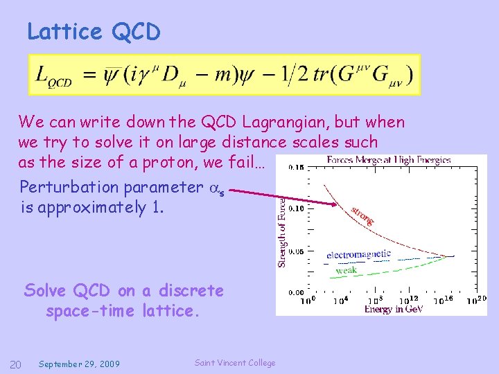 Lattice QCD We can write down the QCD Lagrangian, but when we try to