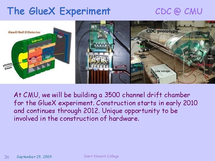 The Glue. X Experiment CDC @ CMU At CMU, we will be building a