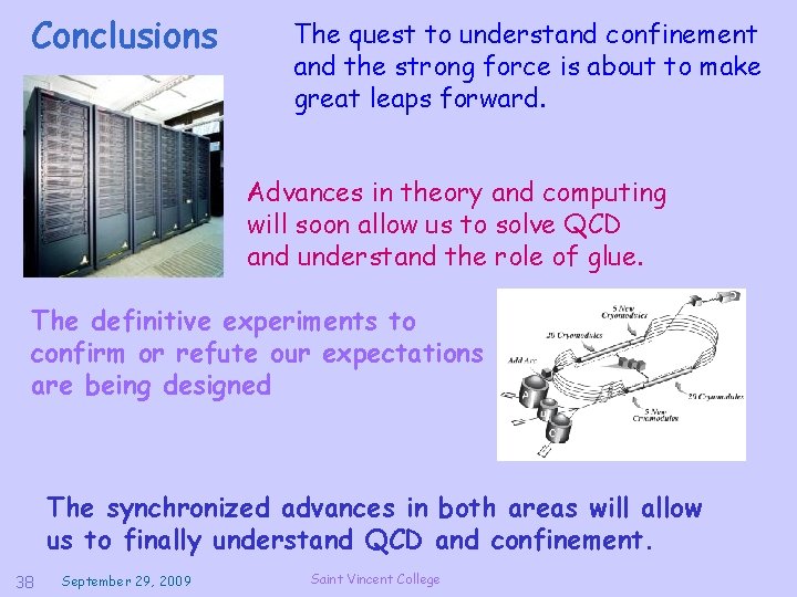Conclusions The quest to understand confinement and the strong force is about to make