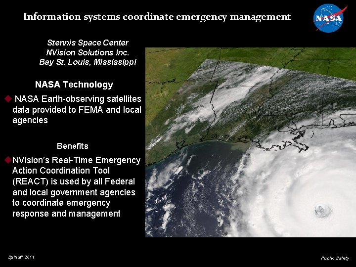 Information systems coordinate emergency management Stennis Space Center NVision Solutions Inc. Bay St. Louis,