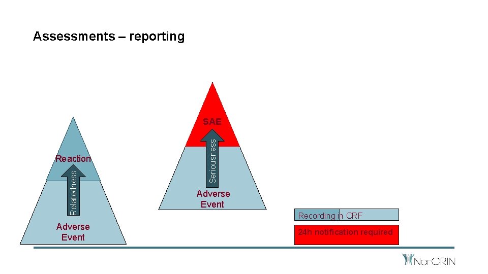 Assessments – reporting Relatedness Reaction Adverse Event Seriousness SAE Adverse Event Recording in CRF