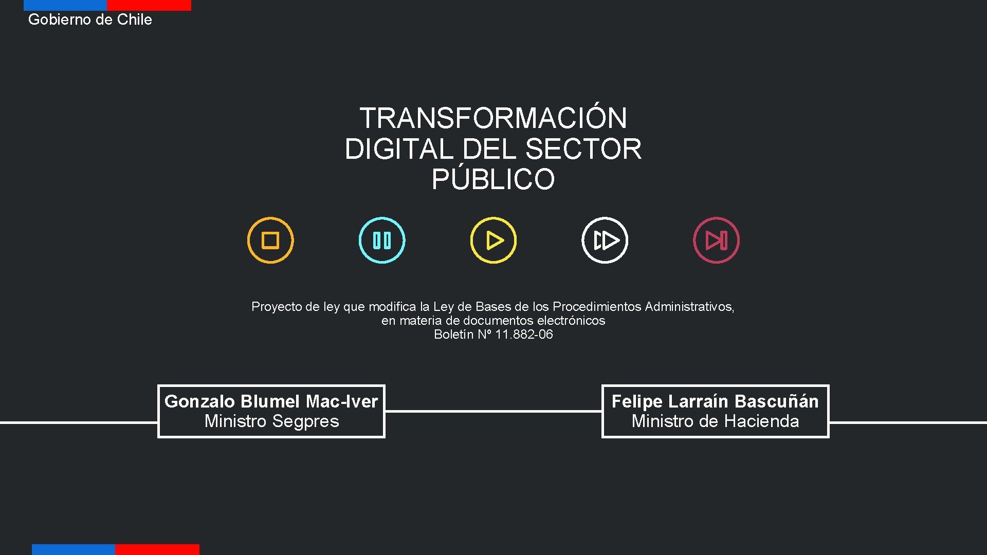 Gobierno de Chile TRANSFORMACIÓN DIGITAL DEL SECTOR PÚBLICO Proyecto de ley que modifica la