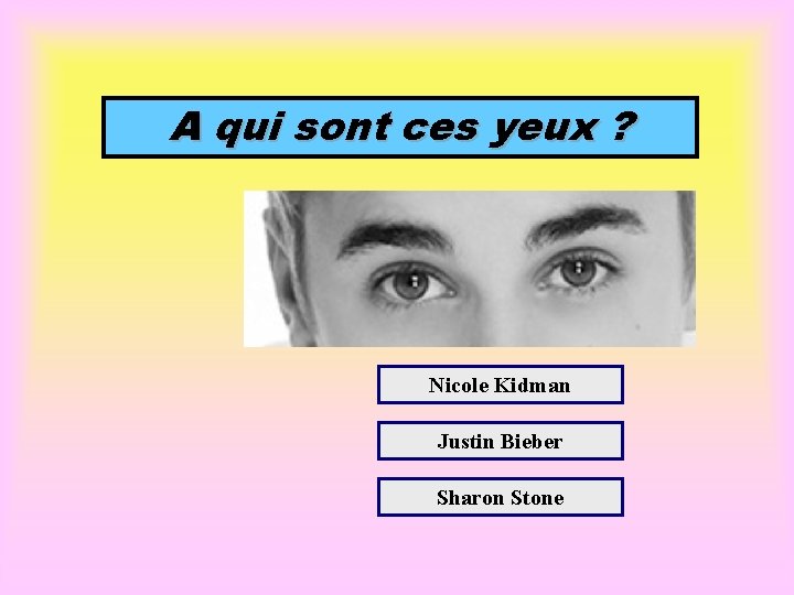 A qui sont ces yeux ? Nicole Kidman Justin Bieber Sharon Stone 