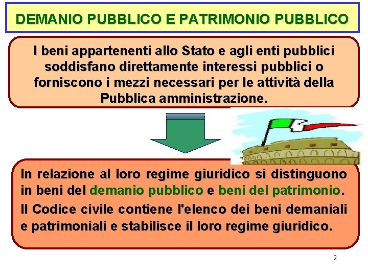 DEMANIO PUBBLICO E PATRIMONIO PUBBLICO I beni appartenenti allo Stato e agli enti pubblici