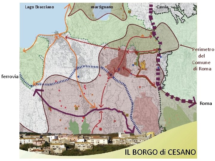 Lago Bracciano martignano Cassia Perimetro del Comune di Roma ferrovia Roma IL BORGO di