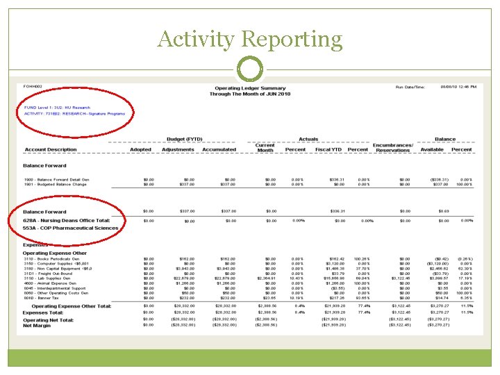 Activity Reporting 