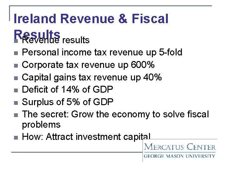 Ireland Revenue & Fiscal Results n Revenue results n n n n Personal income