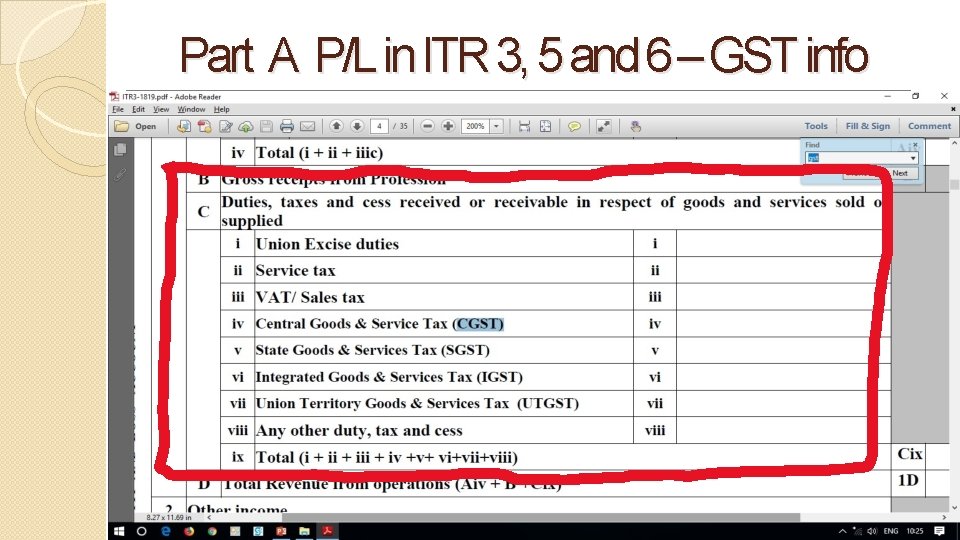 Part A P/L in ITR 3, 5 and 6 – GST info 28 