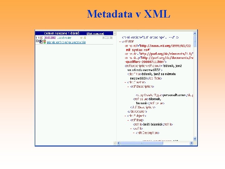 Metadata v XML 